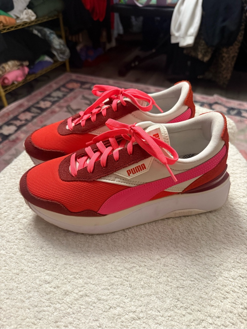 Rare Puma Women’s Pink & Red Platform Sneakers